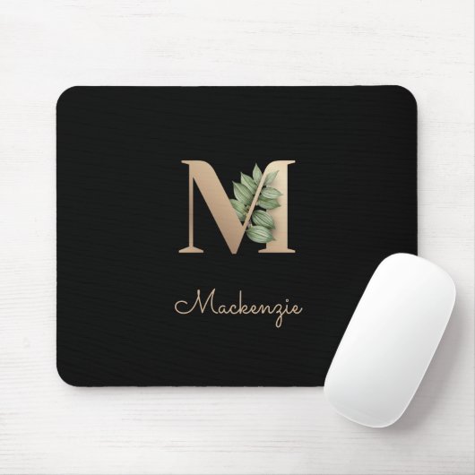 Eleganter Botanischer Monogramm-Brief M Mousepad (Mit Mouse)