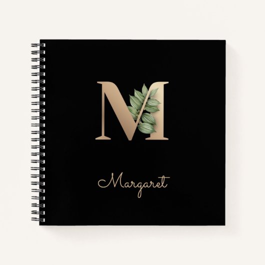 Eleganter Botanischer Monogramm-Brief M Notizblock (Vorderseite)