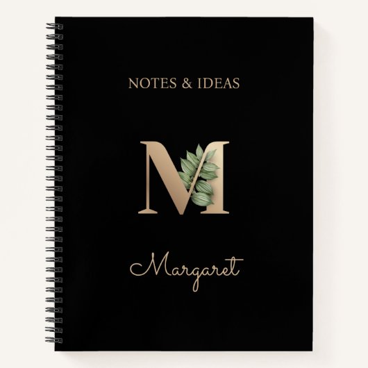 Eleganter Botanischer Monogramm-Brief M Notizblock (Vorderseite)