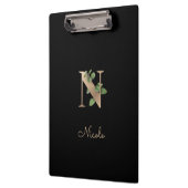 Eleganter Botanischer Monogramm-Brief N Klemmbrett (Links)