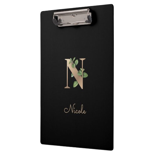 Eleganter Botanischer Monogramm-Brief N Klemmbrett (Links)