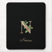 Eleganter Botanischer Monogramm-Brief N Mousepad (Vorne)