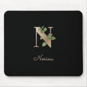 Eleganter Botanischer Monogramm-Brief N Mousepad (Vorne)