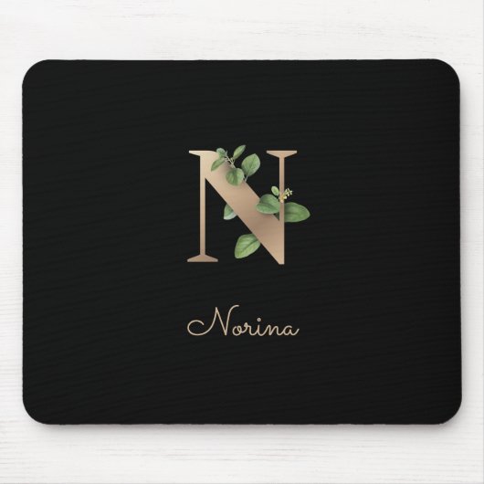 Eleganter Botanischer Monogramm-Brief N Mousepad (Vorne)