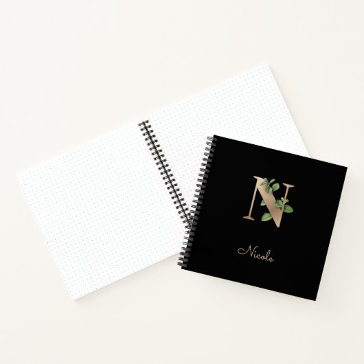Eleganter Botanischer Monogramm-Brief N Notizblock (Innenseite)