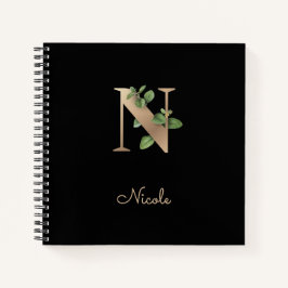 Eleganter Botanischer Monogramm-Brief N Notizblock
