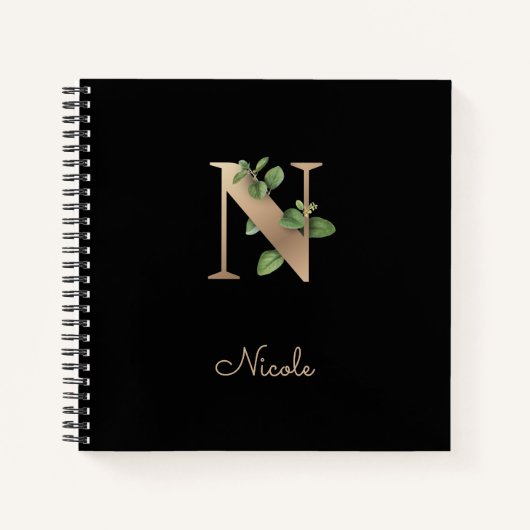 Eleganter Botanischer Monogramm-Brief N Notizblock (Vorderseite)