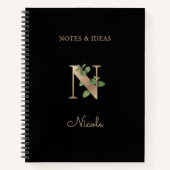 Eleganter Botanischer Monogramm-Brief N Notizblock (Vorderseite)