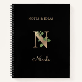 Eleganter Botanischer Monogramm-Brief N Notizblock