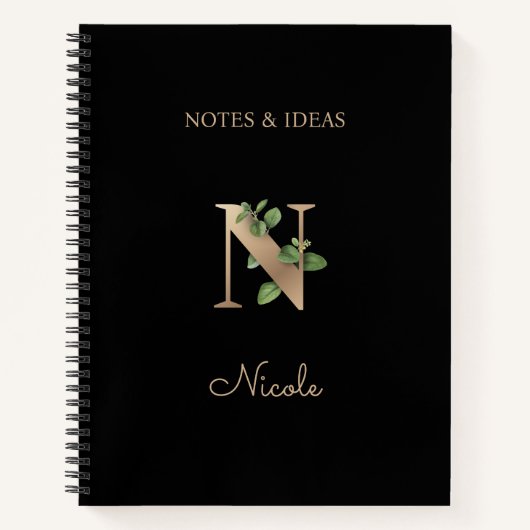 Eleganter Botanischer Monogramm-Brief N Notizblock (Vorderseite)