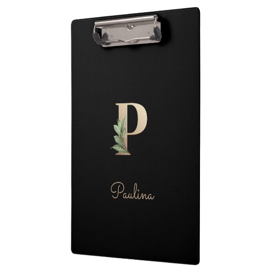 Eleganter Botanischer Monogramm-Brief P Klemmbrett (Links)