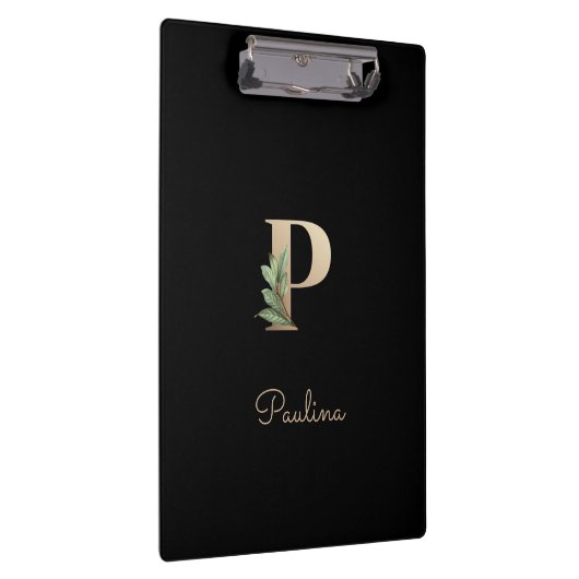 Eleganter Botanischer Monogramm-Brief P Klemmbrett (Rechts)