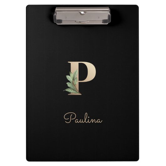 Eleganter Botanischer Monogramm-Brief P Klemmbrett (Vorderseite)