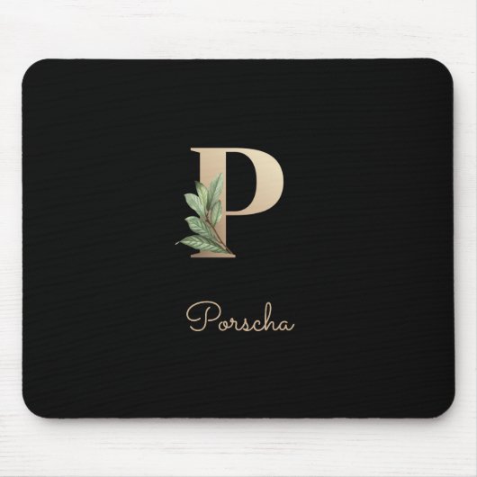 Eleganter Botanischer Monogramm-Brief P Mousepad (Vorne)