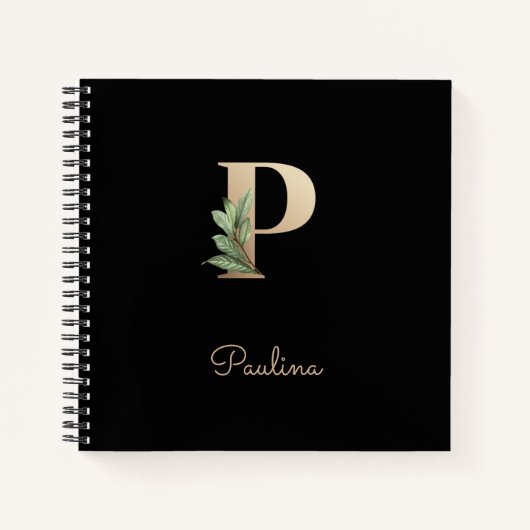 Eleganter Botanischer Monogramm-Brief P Notizblock (Vorderseite)