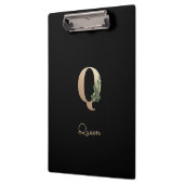 Eleganter Botanischer Monogramm-Brief Q Klemmbrett (Links)