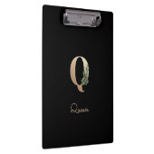 Eleganter Botanischer Monogramm-Brief Q Klemmbrett (Rechts)