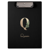 Eleganter Botanischer Monogramm-Brief Q Klemmbrett (Vorderseite)
