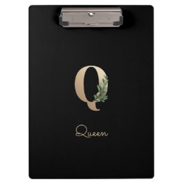 Eleganter Botanischer Monogramm-Brief Q Klemmbrett