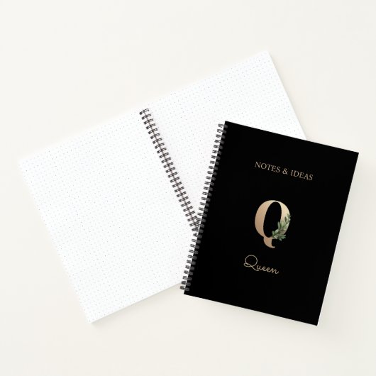 Eleganter Botanischer Monogramm-Brief Q Notizblock (Innenseite)