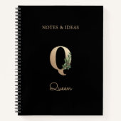 Eleganter Botanischer Monogramm-Brief Q Notizblock (Vorderseite)
