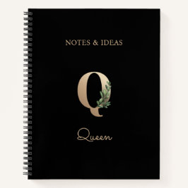 Eleganter Botanischer Monogramm-Brief Q Notizblock