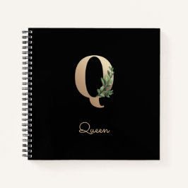 Eleganter Botanischer Monogramm-Brief Q Notizblock