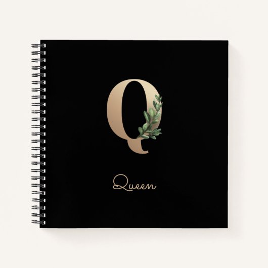 Eleganter Botanischer Monogramm-Brief Q Notizblock (Vorderseite)