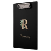 Eleganter Botanischer Monogramm-Brief R Klemmbrett (Links)