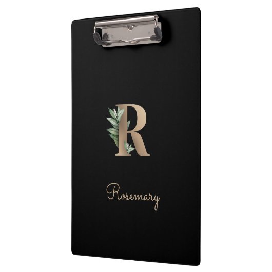 Eleganter Botanischer Monogramm-Brief R Klemmbrett (Links)