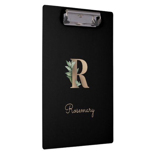 Eleganter Botanischer Monogramm-Brief R Klemmbrett (Rechts)