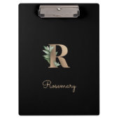 Eleganter Botanischer Monogramm-Brief R Klemmbrett (Vorderseite)