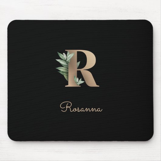 Eleganter Botanischer Monogramm-Brief R Mousepad (Vorne)