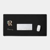 Eleganter Botanischer Monogramm-Brief R Schreibtischunterlage (Tastatur & Maus)