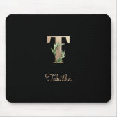 Eleganter Botanischer Monogramm-Brief T Mousepad (Vorne)