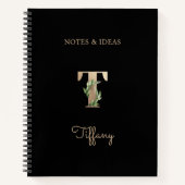 Eleganter Botanischer Monogramm-Brief T Notizblock (Vorderseite)