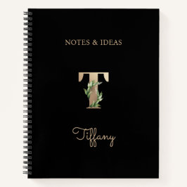 Eleganter Botanischer Monogramm-Brief T Notizblock