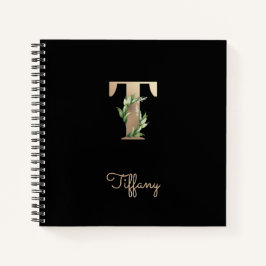 Eleganter Botanischer Monogramm-Brief T Notizblock