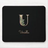 Eleganter Botanischer Monogramm-Brief U Mousepad (Vorne)