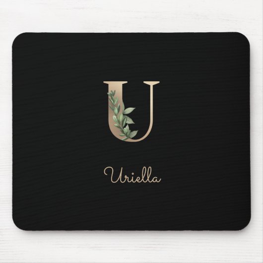Eleganter Botanischer Monogramm-Brief U Mousepad (Vorne)