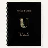 Eleganter Botanischer Monogramm-Brief U Notizblock (Vorderseite)