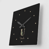 Eleganter Botanischer Monogramm-Brief U Quadratische Wanduhr (Winkel)