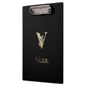 Eleganter Botanischer Monogramm-Brief V Klemmbrett (Links)