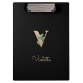 Eleganter Botanischer Monogramm-Brief V Klemmbrett (Vorderseite)