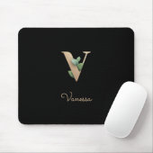 Eleganter Botanischer Monogramm-Brief V Mousepad (Mit Mouse)