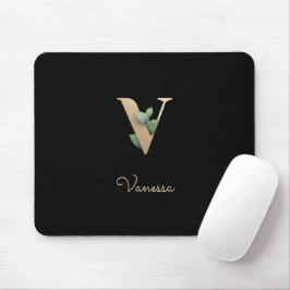Eleganter Botanischer Monogramm-Brief V Mousepad