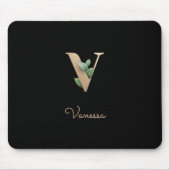 Eleganter Botanischer Monogramm-Brief V Mousepad (Vorne)