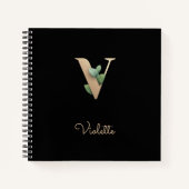 Eleganter Botanischer Monogramm-Brief V Notizblock (Vorderseite)