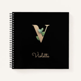 Eleganter Botanischer Monogramm-Brief V Notizblock