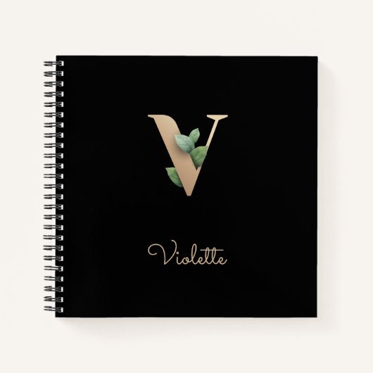 Eleganter Botanischer Monogramm-Brief V Notizblock (Vorderseite)